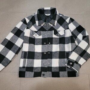 CHRISTOPHER & BANKS Black and White Flannel Lumberjack Jacket